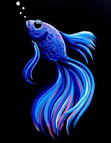 Black Canvas Paintings, Paint Nite, Cute Canvas Paintings, Easy Canvas Painting, Simple Acrylic Paintings, Small Canvas Art, Blue Fish, Urban Sketchers, Painting Painting