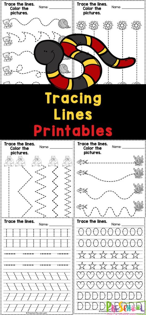 Grab these tracing lines worksheets to give young children practice with fine motor skills! This pages of line tracing for preschool, toddler, pre-k, and kindergarten is a fun school activity that will get kids ready to write letters. This pack is filled with many different straight and curved lines, plus different shapes for children to trace. Simply print the tracing lines worksheets for 3 year olds and you are ready to play and learn! Worksheet For 3 Year Kid, Fine Motor Skills Worksheets Free Printable, Line Tracing Worksheets Preschool Free, Line Tracing Worksheets Free Printables, Printable Tracing Worksheets Preschool, 3 Year Old Learning Activity, Tracing Activities For Preschoolers, Tracing Printables Free, Preschool Line Tracing