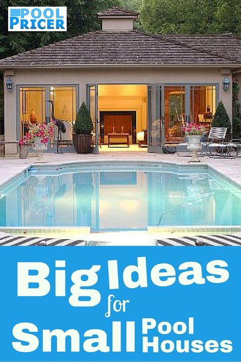 Large Pool House, Small Pool House Ideas, Tiny Pool House, Small Pool House, Backyard Pool House, Small Pool Houses, Pool House Cabana, Pool House Shed, Pool House Decor