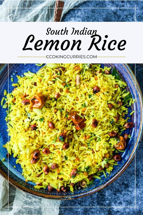 Crunchy Lentils, South Indian Lemon Rice Recipe, Cooking Curry, Rice Side Dish Recipes, Indian Rice Recipes, Indian Rice, Lemon Rice, Stove Top Recipes, Cooking White Rice