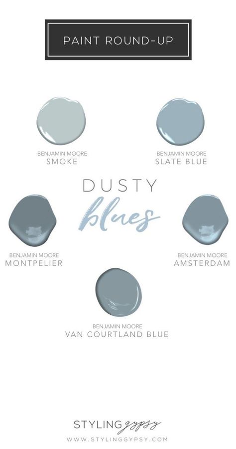 Dusty Blue Paint, Benjamin Moore Blue, Blue Gray Paint Colors, Interior Paint Colors Schemes, Blue Gray Paint, Gray Paint, Blue Paint Colors, Benjamin Moore Paint, Grey Paint Colors