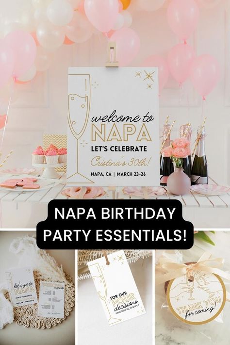 Plan a birthday weekend to remember with our Napa Valley Birthday Bundle. These elegant and minimalist gold and black templates are perfect for your 30th celebration in wine country. Birthday Party Essentials, Black Minimalist, Birthday Weekend, Wine Theme, Lets Celebrate, Napa Valley, Minimalist Decor, 30th Birthday, Plan A