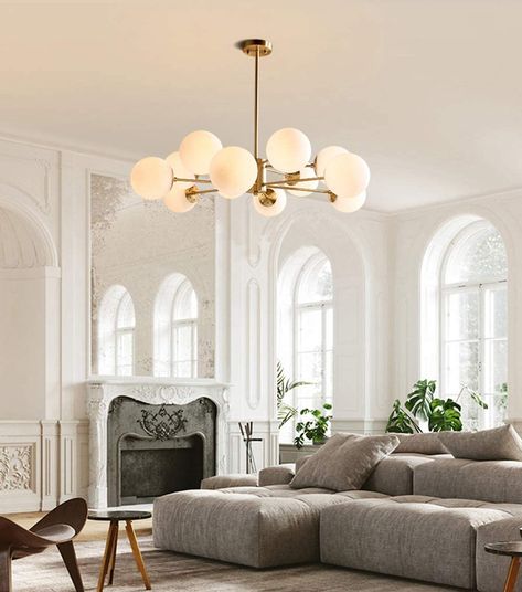 Globe Ceiling Light Fixture, Frosted Globe Pendant Light, Globe Chandelier Bedroom, Salon Light Fixtures, Ceiling Pendant Lights Living Room, 2023 Bedroom Colors, Bedrooms Color Ideas, Mid Century Modern Lighting Chandeliers, Bedroom Light Fixtures Ceiling