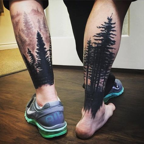 Lower Leg Tree Sleeve Mens Tattoos With Black Ink                                                                                                                                                                                 More Tree Leg Tattoo, Tree Sleeve Tattoo, Tree Sleeve, Tattoo Diy, Tattoo Leg, Tattoo Henna, Forest Tattoos, Leg Tattoo Men, Leg Sleeve Tattoo