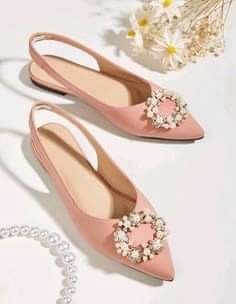 Girly Shoes Flats, Shein Shoes, Dream Shoe, Coran Islam, Bridal Shoes Flats, Stunning Shoes, Slingback Flats, Women Flats, Stylish Sandals