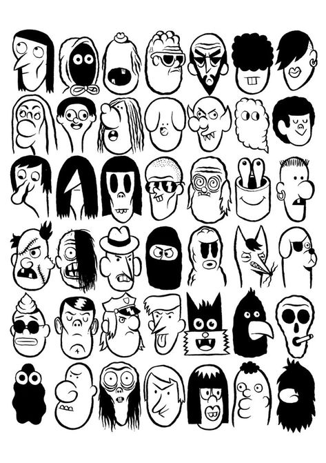 Doodle Faces, Alphabet Graffiti, Arte Doodle, Drawing Cartoon Faces, Cartoon Style Drawing, Graffiti Writing, Graffiti Doodles, Illustration Doodle, Graffiti Alphabet