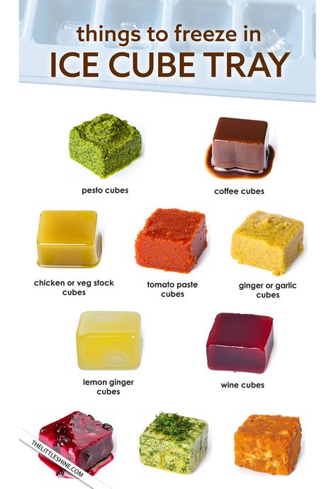 15 Things to Freeze in Ice Cube Trays to Prevent Food Waste - Little Shine Things To Freeze, Food Saver Hacks, Healthy Morning Drinks, Ice Cube Tray Recipes, Healthiest Nut Butter, Wine Cubes, Life Made Simple, Organised Life, Prevent Food Waste