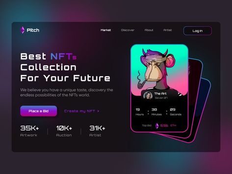 Here is our web design ui exploration for building the NFT Marketplace Website. Ui Design Principles, Website Banner Design, Ui Website, Android Design, Music Beats, Ui Design Website, Nft Marketplace, Web Design And Development, Game Logo