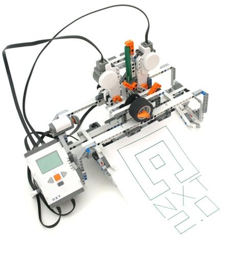 This machine plots drawings on standard A4 or US letter paper. The robot is featured in the NXT 2.0 Inventor’s Guide. Building and Programming this Robot Instructions for building and programming this robot are included in The Unofficial LEGO MINDSTORMS NXT 2.0 Inventor’s Guide (English) and in LEGO-Roboter II (German). It can be built with (More)… Lego Nxt, Lego Mindstorms Nxt, First Lego League, Lego Boxes, Educational Robots, Robotic Automation, Lego Education, Lego Mindstorms, Steam Projects