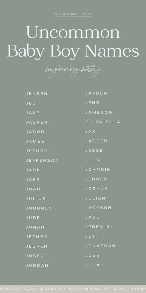 On the hunt for cute boy names that start with J? This list of cute baby names for boys is full of tons of name inspiration for expecting mamas to be - from almost uncommon baby names that should def be used more often, to popular baby names that are totally modern - check out the full list of names with meanings >>> Cute Baby Names For Boys, J Baby Names, Boy Names With Meaning, Baby Names List, Country Boy Names, Uncommon Boy Names, Uncommon Baby Boy Names, Popular Boy Names, Vintage Boy Names