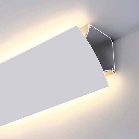 PRICES MAY VARY. ✅ Quality Aluminum Material --- LED channel skirting is made of durable and high quality aluminum material, unlike yellowed and cracked traditional plasterline. The aluminum light cover is no rust, no paint peeling with long life. ✅ Decorative Background Lighting --- The LED strip hide in the channel, special hidden structure paired scattering soft light easily, creating a cozy atmosphere in home. ✅ Surface-Mounted Installation --- No need to cut slots or suspend a ceiling, dire Led Overhead Lighting, Wall Light Strip, Sloped Ceiling Lighting Bedroom, Skirting Board Lighting, Led Lights Ideas Decoration, Modern Molding Ceiling, Living Room Indirect Lighting, Long Wall Lights, Living Room Led Lighting Ideas