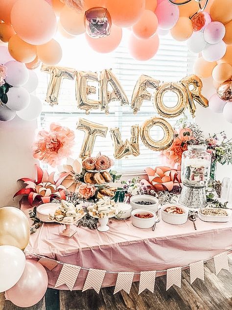 Yea For Two Birthday Theme, Tea Time For Two Birthday, Tea For Two Party Favors, Two Year Old Brunch Birthday, Tea For 2 Birthday Party Ideas, Partea For Two, Tea For Two Invitation, Birthday Party For 2 Year Girl, Ready Two Party Birthday Theme