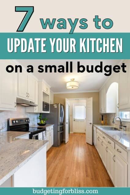 7 Ways to Update Your Kitchen on a Small Budget - Budgeting for Bliss Easy Kitchen Updates, Cheap Kitchen Makeover, 90s Kitchen, Cheap Kitchen, Kitchen Upgrades, Simple Kitchen, Small Budget, Kitchen Redo, Kitchen On A Budget