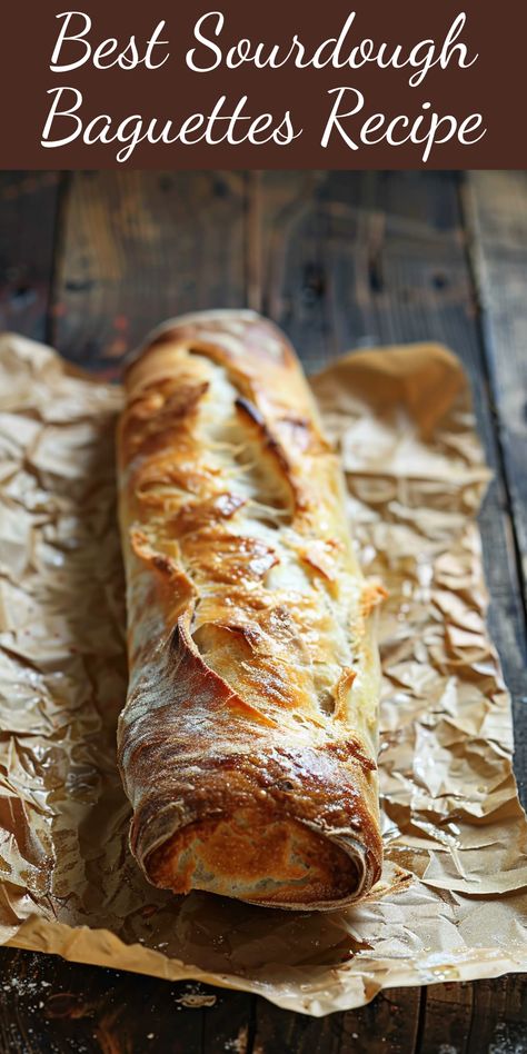 This is the best recipe for homemade sourdough baguettes. Try it today! Same Day Sourdough Baguette, Amybakesbread Sourdough, Sourdough Faccia Bread Recipes, Best Sourdough Bread Recipe, Sourdough Baguette Recipe, Baguettes Recipe, Sourdough Baguettes, Sourdough Baguette, Demi Baguette