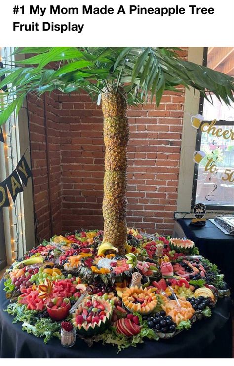 Surfer Baby Shower, Pineapple Tree, Palm Tree Fruit, Pineapple Palm Tree, Tree Branch Decor, Diy Tree, Tiki Party, Branch Decor, Fruit Design