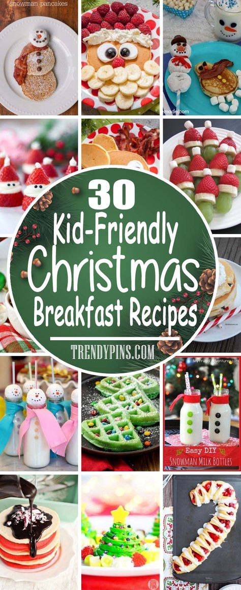 30 Kid-Friendly Christmas Breakfast Recipes - Trendy Pins Christmas Waffles For Kids, Christmas Tree Waffles, Christmas Breakfast Recipes, Easy Christmas Breakfast, Christmas Pancakes, Kids Brunch, Christmas Brunch Recipes, Breakfast Party Foods, School Christmas Party