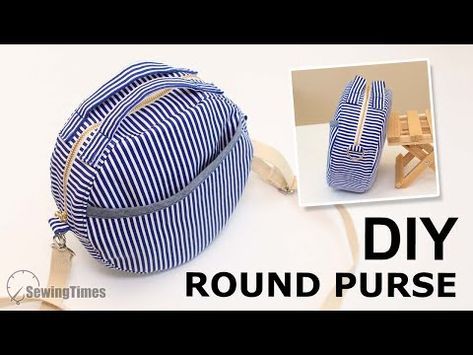 DIY ROUND PURSE BAG (Free Pattern) – sewingtimesblog Sewingtimes Tutorials, Sewing Times, Crossbody Bag Tutorial, Bag Free Pattern, Diy Pouch, Backpack Tutorial, Circle Purse, Purse Sewing Patterns, Sac Diy