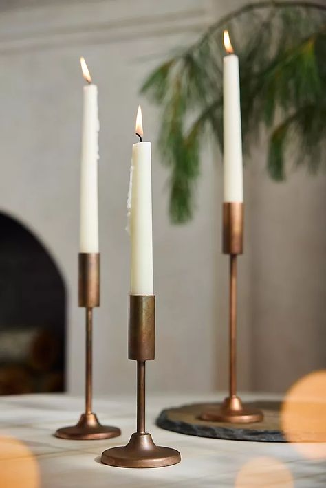 Wood Pillar Candle Holders, Classic Taper, Candle Table Decorations, Copper Candle, Iron Candlesticks, Taper Holders, Vintage Wedding Decorations, Taper Candle Holders, Brass Candle