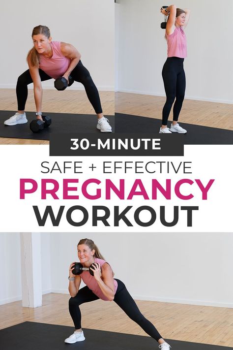 Stay active and strong through every stage of your pregnancy with this low impact strength training pregnancy workout! Eight of the BEST first trimester exercises that are safe to carry into your second and third trimesters as well. A 30-minute prenatal workout at home with eight pregnancy-safe strength exercises. Add this first trimester strength workout to your prenatal workout plan 1-2 times a week. First Trimester Core Exercises, Second Trimester Workouts At Home, Pregnancy Exercise First Trimester, Prenatal Workout Plan, Low Impact Strength Training, Pregnancy Prep, First Trimester Workout, Pregnancy Workout Videos, Exercise For Pregnant Women