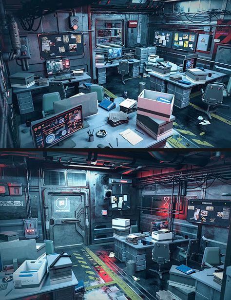 Sci Fi Hospital Room, Sci Fi Armory Room, Sci Fi Hospital, Sci Fi Office, Futuristic Police, Armory Room, Hospital Room, Sleek Storage, Lighting Setups