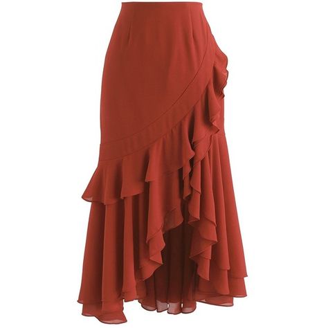 Chicwish Applause of Ruffle Tiered Frill Hem Skirt in Orange ($45) ❤ liked on Polyvore featuring skirts, orange, flounce hem skirt, ruffle hem skirt, layered ruffle skirt, chicwish skirts and tiered ruffle skirt Skirt Outfits Ideas, Bridesmaid Dresses Ideas, Layered Ruffle Skirt, Skater Outfits, Ruffle Hem Skirt, Mode Abaya, Led Dress, Sequence Work, Fashion Buyer