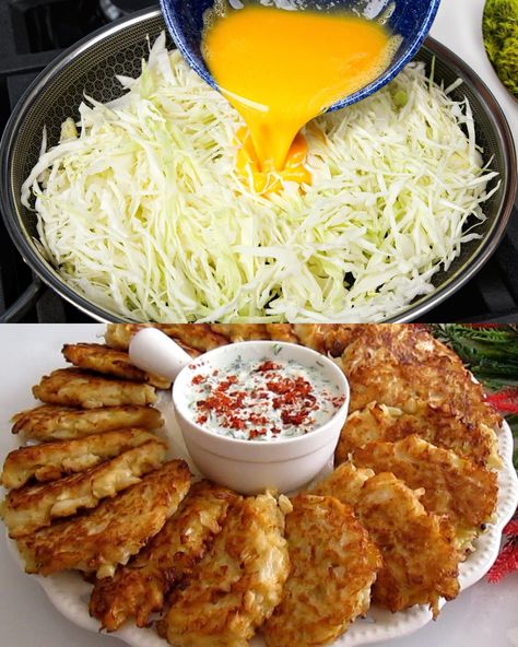 Cabbage Patties, Cabbage Fritters, Yogurt Dill Sauce, Dill Sauce, Patties Recipe, Fried Cabbage, Quick Snack, Yogurt Sauce, Cabbage Recipes