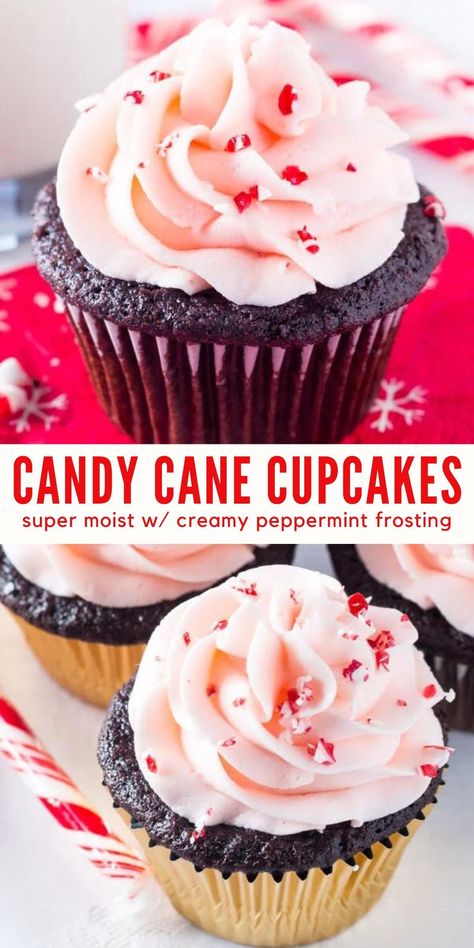 Peppermint Frosting, Yummy Candy, Chocolate Cupcakes Moist, Holiday Sweets, Moist Chocolate Cake, Sweet Food, Christmas Cupcakes, Measuring Cup, Baking Ideas