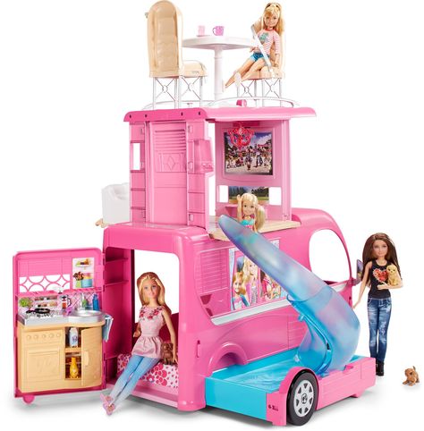 She has PLENTY of Barbies. She plays her Barbies and Play-doh more than anything else. Barbie accessories may be a good idea for a Christmas gift. ($55 at Walmart on Black Friday) Amazon.com: Barbie Pop-Up Camper Vehicle: Toys & Games Camping Barbie, Barbie Camper Van, Barbie Camper, Accessoires Barbie, Barbie Playsets, Куклы American Girl, Vans Girl, Mattel Shop, Barbie Sets