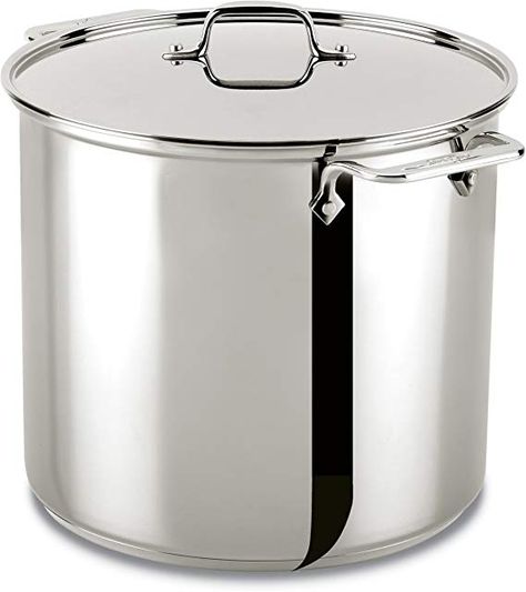 Amazon.com: All-Clad 59916 Stainless Steel Dishwasher Safe Stockpot Cookware, 16-Quart, Silver: Home & Kitchen Stainless Dishwasher, Pasta Pot, Stock Pots, Stainless Steel Dishwasher, Stainless Steel Cookware, Best Stocks, Stock Pot, Induction Cooktop, Cookware Set