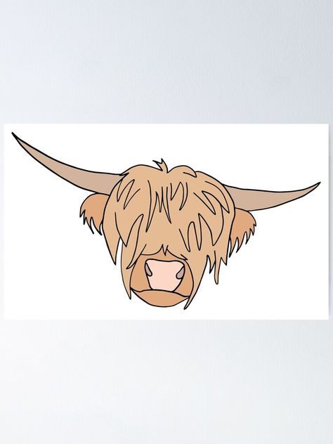 Highland Cow Drawing Easy, Highland Cow Drawing, Cow Drawing Easy, Highland Cow Tattoo, Cow Poster, Highland Cow Painting, Cow Tattoo, Cute Highland Cow, Cow Drawing