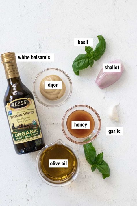 This white balsamic dressing recipe gives life to any salad! I always have a batch ready to go in the refrigerator. #dressing #balsamic #salads White Balsamic Vinaigrette Dressing, White Balsamic Dressing, Balsamic Dressing Recipe, Balsamic Vinaigrette Dressing, White Balsamic, White Balsamic Vinegar, Garlic Olive Oil, Balsamic Dressing, Vinaigrette Dressing