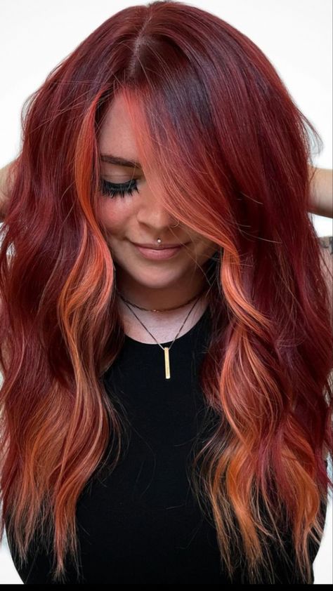 Red Balayage Hair, Rainbow Hair Color, Ginger Hair Color, Hair Color Auburn, Long Red Hair, Hair Color And Cut, Copper Hair, Hair Dye Colors, Red Hair Color