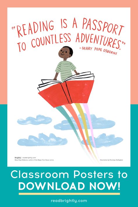 These printable posters for classrooms and libraries, featuring illustrated inspirational quotes about reading, show students the magic of books. Poster About Reading Books, Education Related Posters, Importance Of Reading Poster, Poster About Reading, Reading Teacher Quotes, Poster For Library, Library Poster Design, Reading Posters For Classroom, Quotes About Reading Books