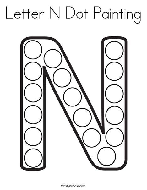 Letter N Dot Painting Coloring Page - Twisty Noodle Letter K Dot Page, Letter J Dot Painting, Letter K Toddler Crafts, Letter K Crafts For Preschoolers Ideas, Letter K Art Preschool, Preschool Letter K Crafts, Letter K Preschool Worksheets, Letter K Activities For Toddlers, Letter K Crafts For Toddlers