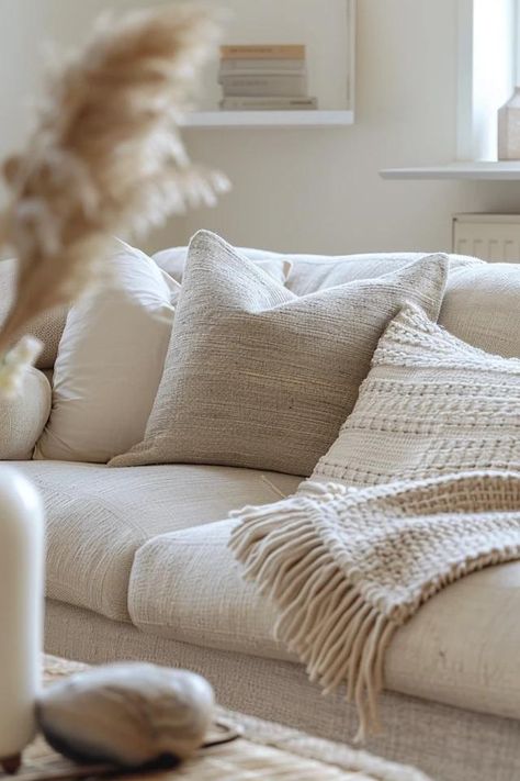 Cream Colored Sofa Room Ideas for Cozy Decor Cream Sofa Throw Ideas, Cream Sofa And Accent Chair, Large Cream Sofa, Cushions For Cream Sofa, Oatmeal Couch Living Room Ideas, Living Room With Cream Sofa, Cream Sofa Decor, Living Room Cream Sofa, Cream Sofa Living Room Ideas