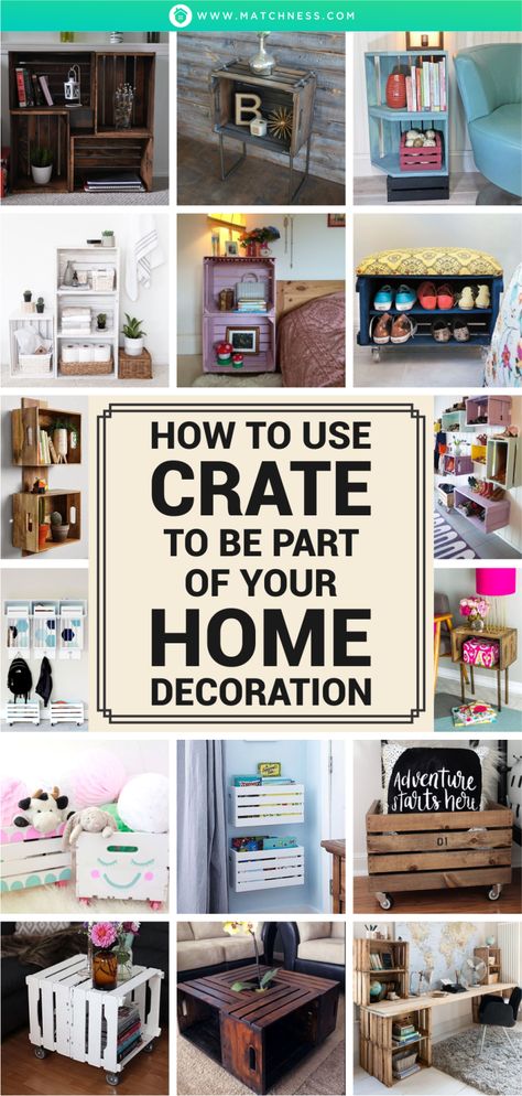 How to Use Crate to be Part of Your Home Decoration ~ Matchness.com Crate Shelf, Crate Furniture, Home Decor Crate, Sleek Look, Ornaments Diy, Being Used, Magazine Rack, Diy Ideas, Home Decoration