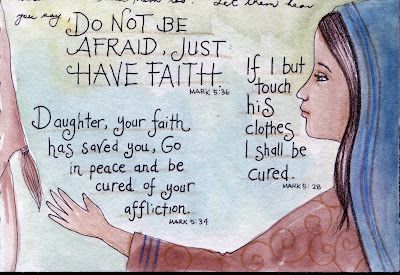 Mark 5:25-34.  She had GREAT FAITH! Biblical Drawings, Christian Animation, 4 Gospels, Illustrated Scripture, Mark 5 34, Mark 5, Psalm 25, Beautiful Scripture, Bible Art Journaling