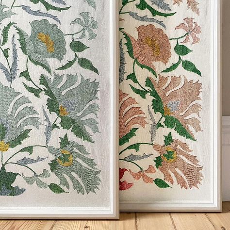 CLOTHSMITH | It’s all in the detail. Our Suzani embroidery print coming… | Instagram Suzani Embroidery, Hand Painted Frames, Embroidery Print, Framed Embroidery, Vintage Embroidery, Linen Napkins, Linen Tablecloth, Textile Prints, Pink Print