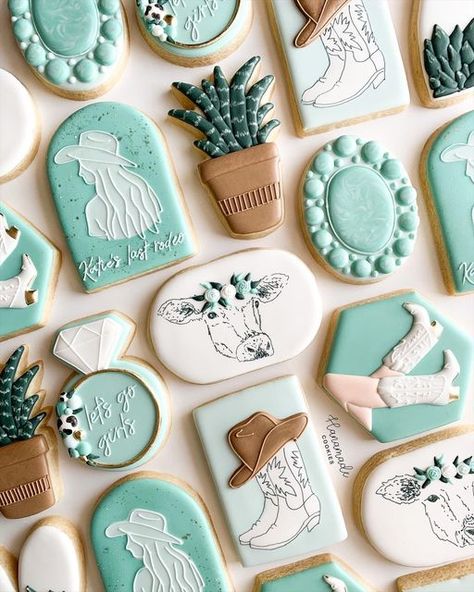 Cowgirl Cookies, Wedding Shower Cookies, Bachelorette Cookies, Engagement Cookies, Bridal Cookies, Flooding Cookies, Cookie Decorating Party, Cowboy Birthday Party, Sugar Cookie Royal Icing