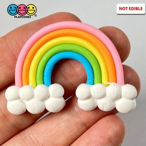 Rainbow Clay Art, Clay Broches, Foam Clay Ideas, Cloud Clay, Polymer Clay Rainbow, Clay Rainbow, Rainbow And Clouds, Foam Clay, Clay Crafts For Kids