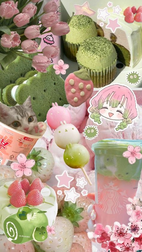 An ode to Strawberry Matcha 🍵🍓 Matcha Lockscreen, Strawberry Matcha Aesthetic, Matcha Green Aesthetic Wallpaper, Pink And Green Lockscreen, Green And Pink Wallpaper Aesthetic, Matcha Widget, Matcha Wallpaper Aesthetic, Pink And Green Wallpaper Iphone, Matcha Pictures