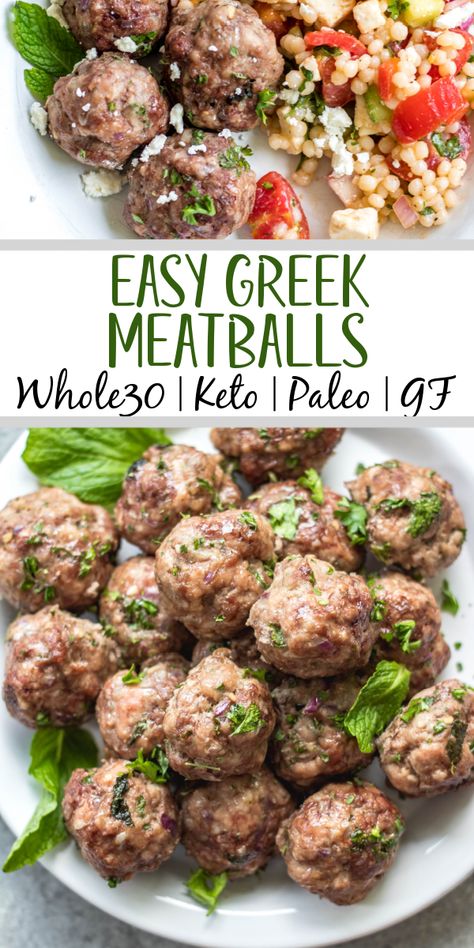 Greek Meatballs Recipe, Low Carb Ground Beef Recipes, Healthy Meatballs, Ground Pork Recipes, Greek Meatballs, Healthy Ground Beef, Low Carb Low Fat Recipes, Paleo Beef, Low Carb Breakfast Recipes