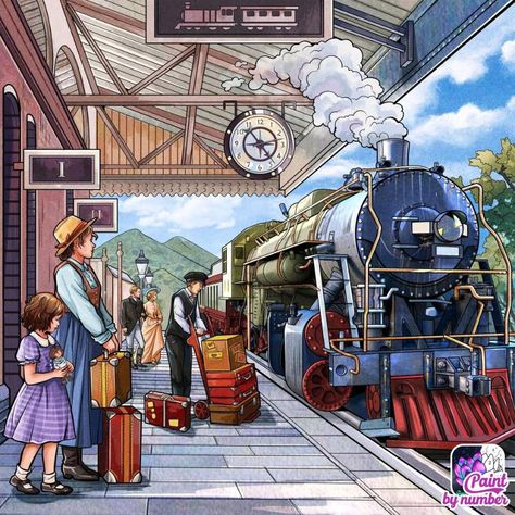 Train Artwork, Creative Haven Coloring Books, Graphic Art Prints, Thomas The Tank, Thomas The Tank Engine, Animation Reference, Character Sheet, Train Station, Drawing For Kids