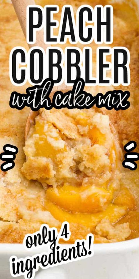 Peach Cobbler with Cake Mix Cake Mix Peach Cobbler, Canned Peach Cobbler Recipe, Peach Cobbler Cake, Cake Mix Cobbler, Peach Cobbler Dump Cake, Fresh Peach Cobbler, Easy Peach Cobbler Recipe, Peach Dump Cake, Cobbler Easy