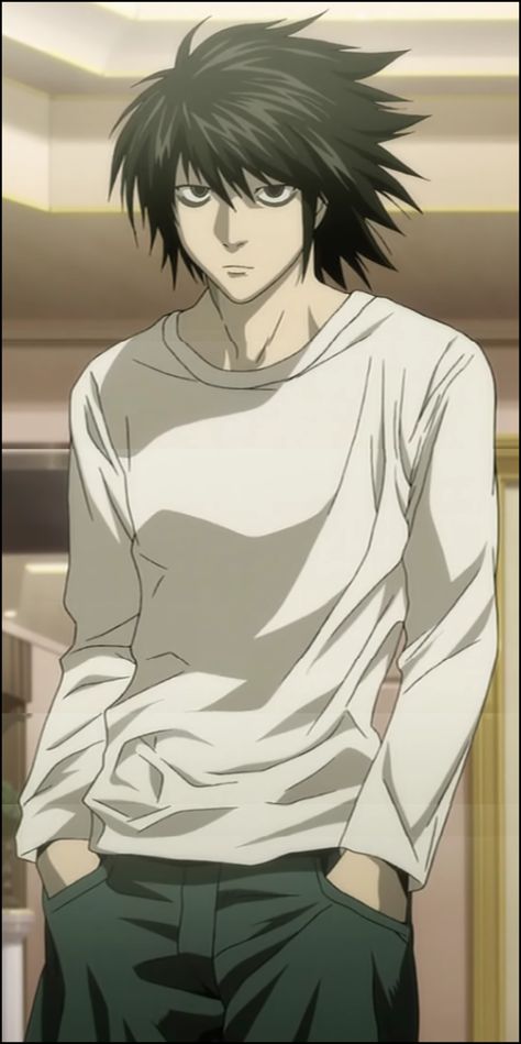 Guys With Black Hair, Deat Note, Nate River, L Wallpaper, L Anime, Hxh Characters, L Lawliet, Human Drawing, Light Yagami