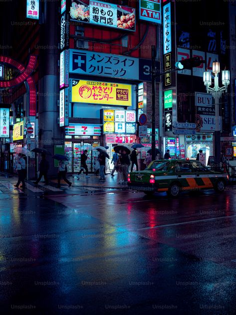 A busy city street at night with neon signs photo – Japan city Image on Unsplash Autumn Wallpaper Hd, Shibuya Japan, Town Building, Tokyo Night, Camping Aesthetic, Busy Street, Hd Anime Wallpapers, Tokyo Street, Night Pictures