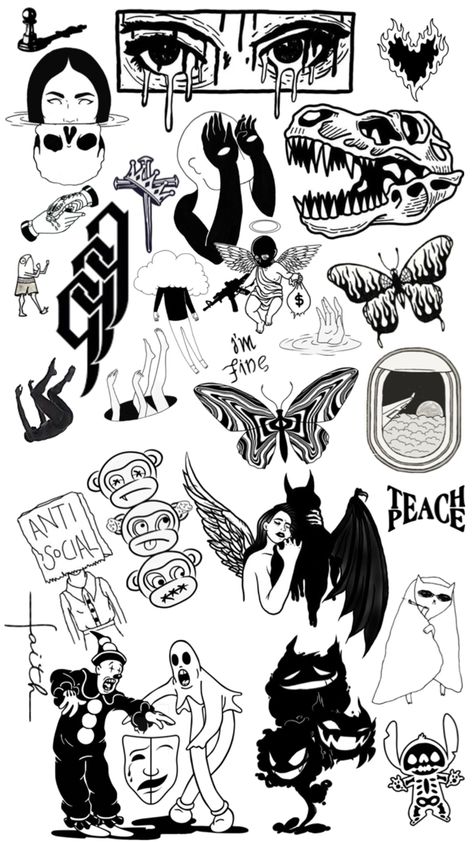 Some ideas of tattoo ideas black and white Tattoo Ideas Black And White, Flash Tattoo Sleeve, Tattoo Ideas Black, Black Flash Tattoos, Cute Thigh Tattoos, Tattoo Catalog, Geometric Coloring Pages, Mystical Tattoos, Epic Tattoo