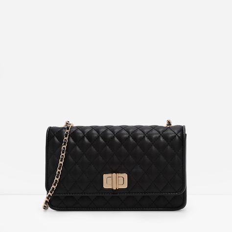 CHARLES & KEITH Quilted Chain Strap Bag Black Sling Bag With Chain, White Gucci Bag, Charles And Keith Bags, Black Sling Bag, Small Sling Bag, Bag With Chain, Chain Strap Bag, Strap Bag, Bags Aesthetic