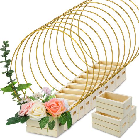 PRICES MAY VARY. Extensive Package Content: the package includes 12 wreath rings with a diameter of around 10 inches/ 25 cm, and 12 small wood boxes measuring about 4.53 x 2.17 x 1.77 inches/ 11.5 x 5.5 x 4.5 cm; These versatile props serve well as delightful, eye catching table centerpieces Quality Construction: our hoop centerpiece with stand is an indisputable quality presence; The hoop is crafted from sturdy metal, with each ring boasting a thickness of 3mm, signifying durability and resista Centerpiece For 50th Birthday Party, 21st Bday Centerpieces, May Wedding Centerpieces, Temu Wedding Decor, Metal Ring Centerpiece, Enchanted Forest Theme Centerpieces, Wood Box Centerpiece Wedding, Unique Centerpiece Wedding, Diy Wedding Centerpieces On A Budget