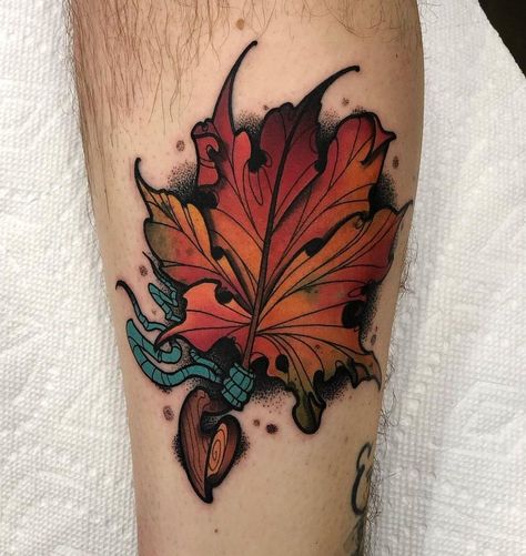 210+ Outstanding Stingray Tattoos Ideas and Designs (2022) - TattoosBoyGirl Edgy Tattoos, Maple Leaf Tattoos, Neo Traditional Art, Colored Tattoo, Stingray Tattoo, See Tattoo, Neo Tattoo, Autumn Tattoo, Leaf Tattoo